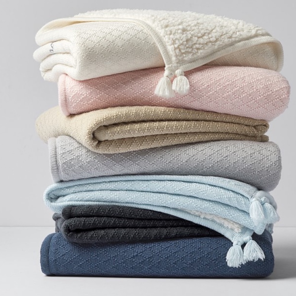 Pottery Barn Kids Luxe Cable-Knit Sherpa Baby Blanket